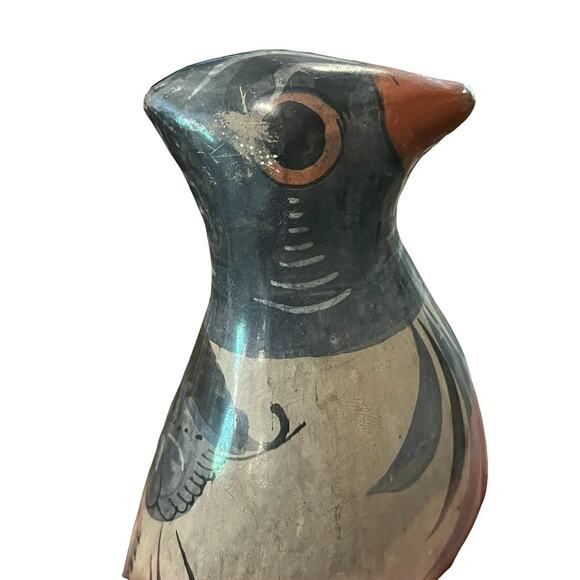 Tonala Mexican Pottery Folk Art Bird Figurine Hand Painted VTG Pigeon Dove 9” - Picture 7 of 7